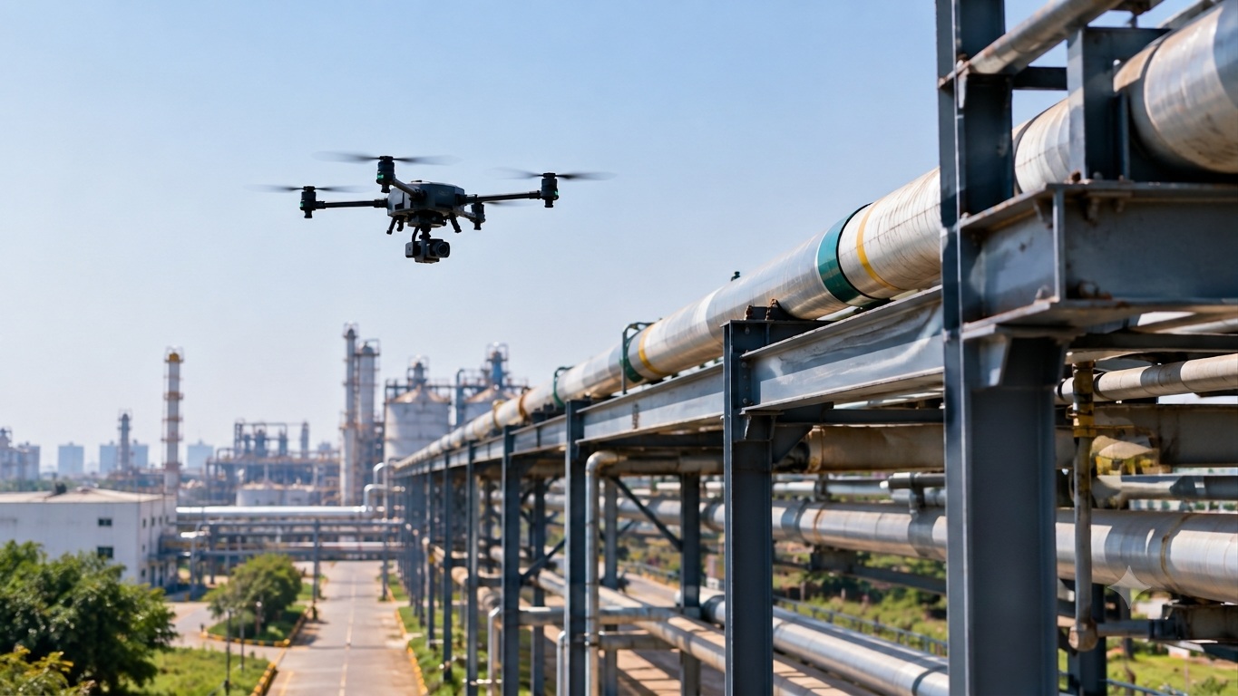 Oil & Gas pipeline and refinery drone inspection